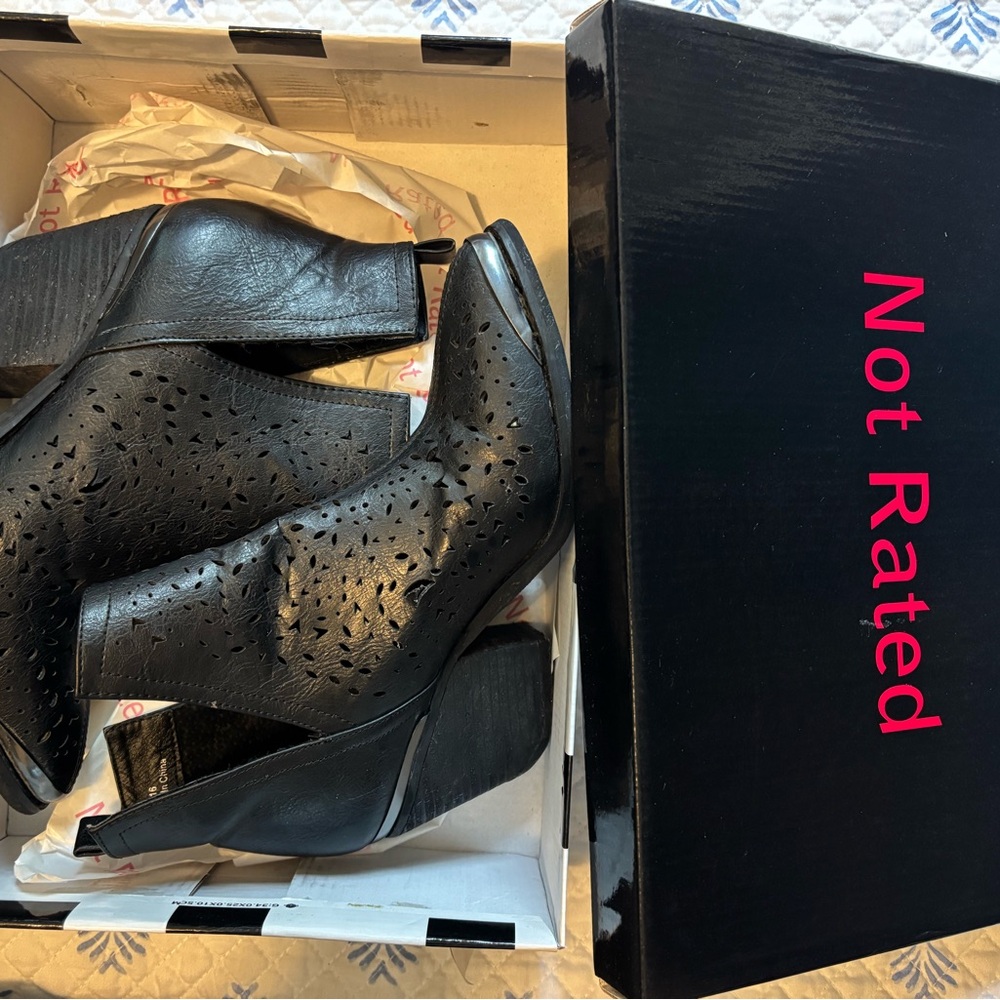 Not Rated Black Ankle Booties with Chunky Heel